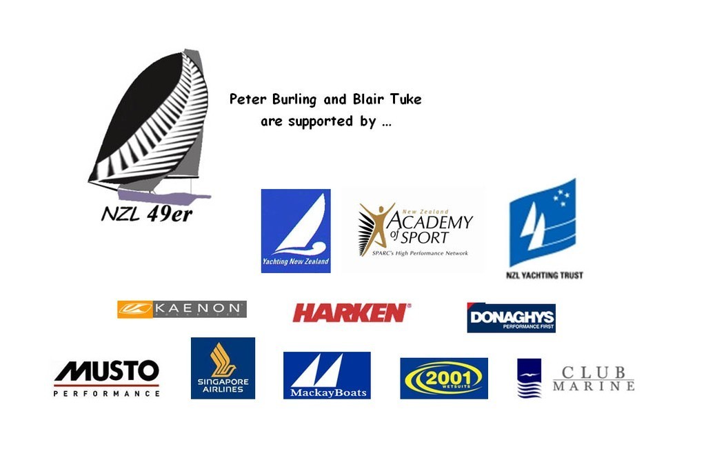 Peter Burling and Blair Tuke thank these sponsors for their support of their 49er Olympic campaign © Burling Media